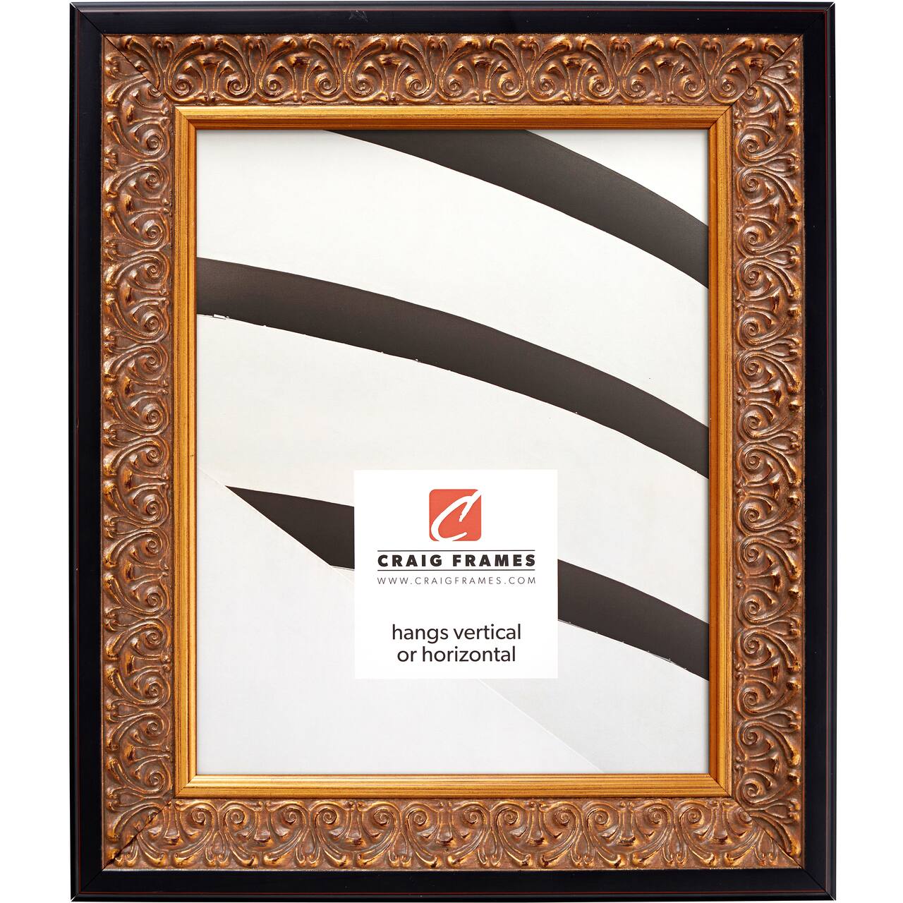 Craig Frames Furio Distressed Gold and Black Picture Frame